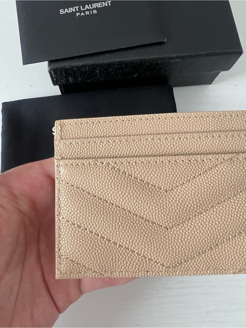 Saint Laurent Beige Leather YSL Logo Card Case - Picture 8 of 11